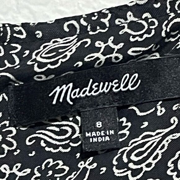 Madewell Cap-Sleeve V-Neck Midi Dress in Floral Cupro-Blend Size 8 in True Black - Picture 12 of 13